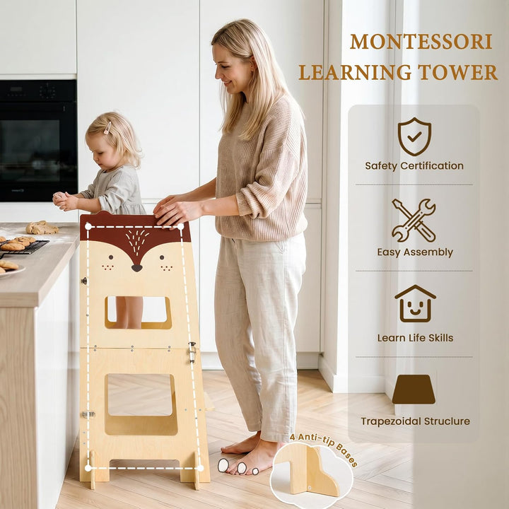 labebe Lernturm ab 1 Jahr（92 * 38.5 * 42cm）， klappbar Montessori Learning Tower，3 in 1 Montessori Le