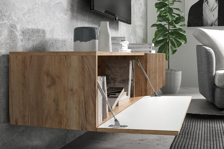 Wuun® TV Lowboard I 100cm-280cmI TV Board hängend Hängeschrank Wohnwand/Somero/Eiche 160 Eiche / Eic