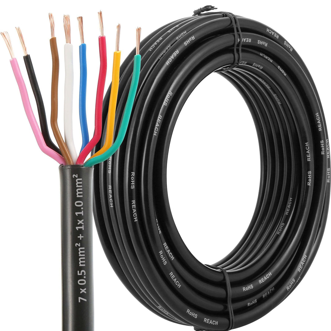 7×0.5mm²+1×1.mm² Elektrischer Draht Kabel 8 adrig 10M Kupferkabel Fahrzeugkabel 8 polig Verlängerung