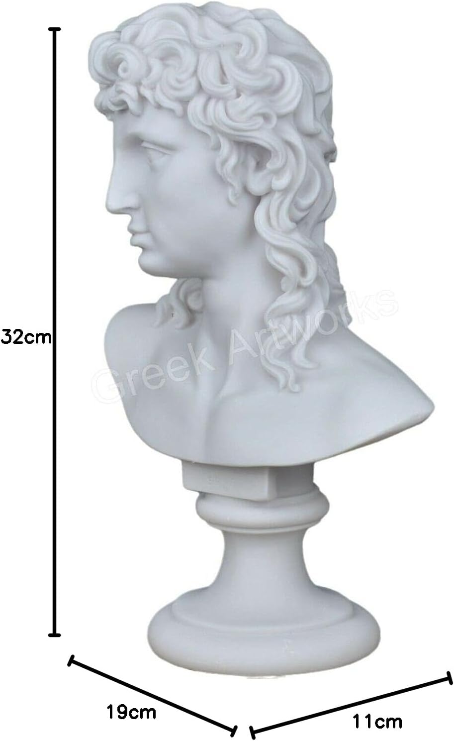 Eros Amor Gott der Liebe Jugend Büste Kopf männliche Statue Skulptur Gussmarmor