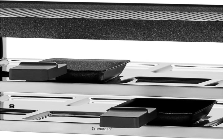 WMF Lono Raclette Grill mit Pfännchen und Schiebern, Raclette 8 Personen, 15 W, edelstahl