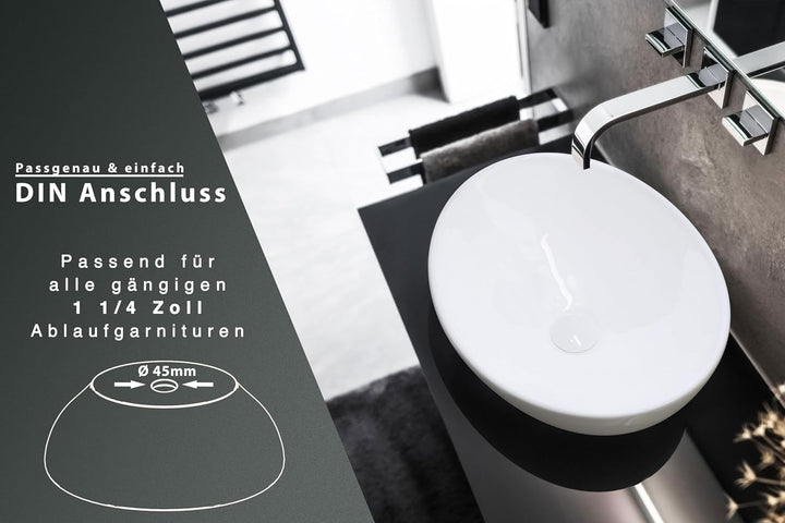 Waschbecken24 | Aufsatzwaschbecken | Ovales Waschbecken ohne Hahnloch | Premium-Qualität | Einfache