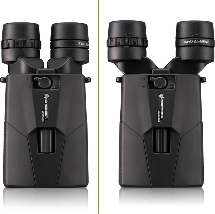Bresser 16x42 Stabilizer OIS Fernglas mit Bildstabilisator,16-facher Vergrösserung inklusive Tragegu