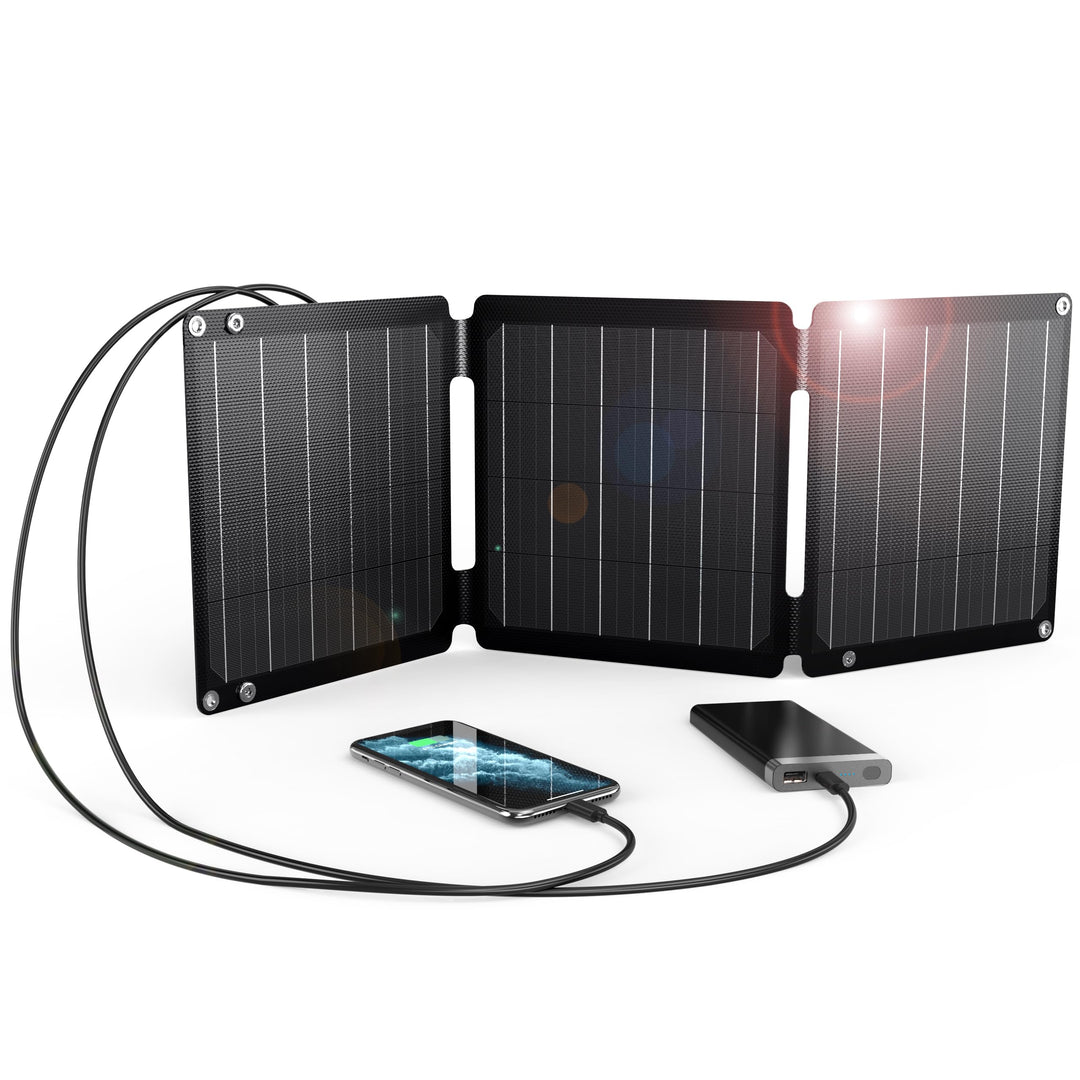 21W Tragbares Solarladegerät, BigBlue Faltbar Solarpanel (5V/4,2A Max.) mit USB-A und USB-C, IP68 Wa