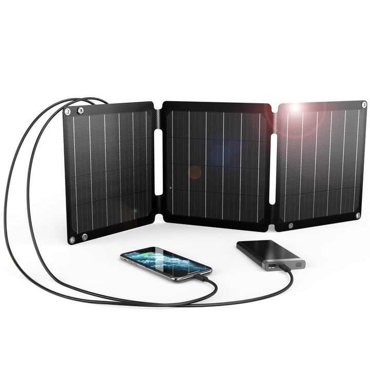 21W Tragbares Solarladegerät, BigBlue Faltbar Solarpanel (5V/4,2A Max.) mit USB-A und USB-C, IP68 Wa