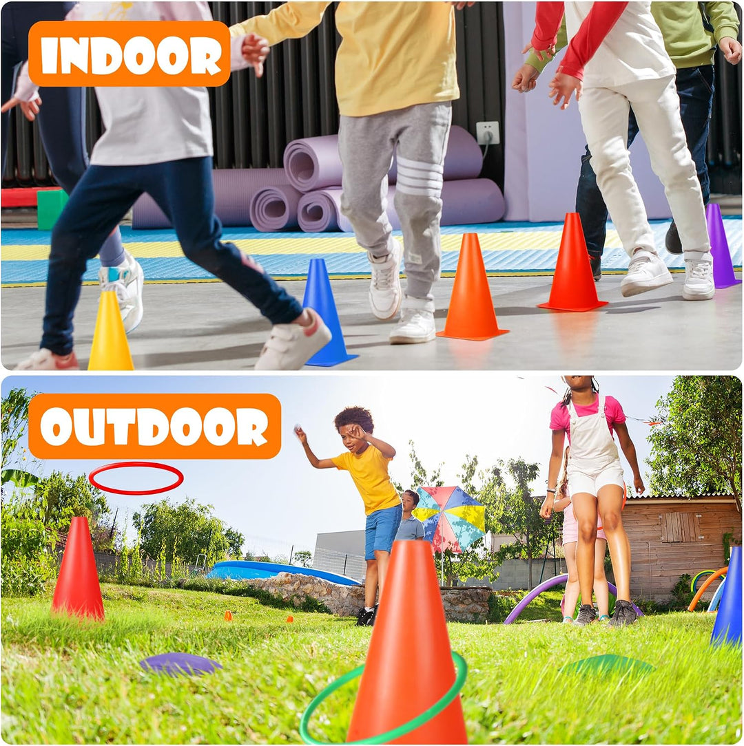 31 Stück Outdoor Spiele für Kinder, 3 in 1 Wurfspiel Kinder Outdoor Cornhole Säckchen Bean Bag Pylon