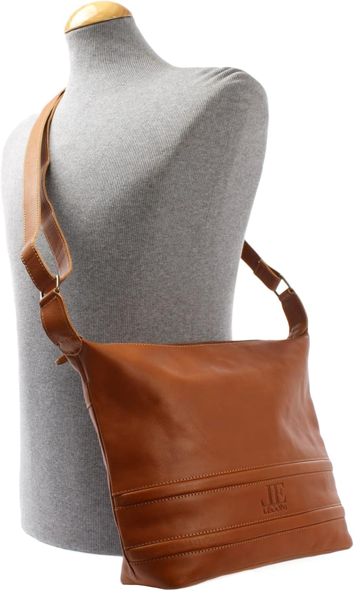 LECONI Schultertasche Damentasche Umhängetasche natur weiche Ledertasche Handtasche Damen Leder 33x2