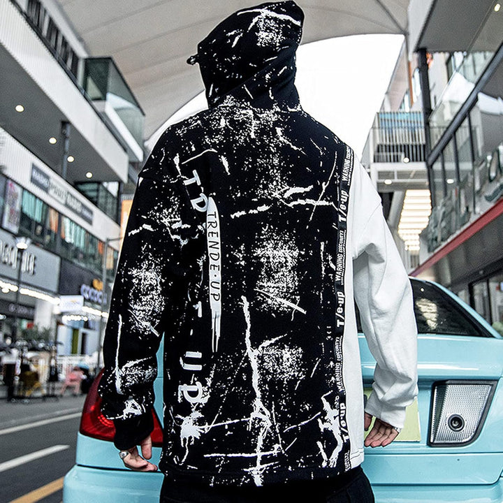 Hoodie Herren Techwear Kapuzenpullover Pullover Hip Hop Streetwear Patchwork Sweatshirt Unisex S Sch