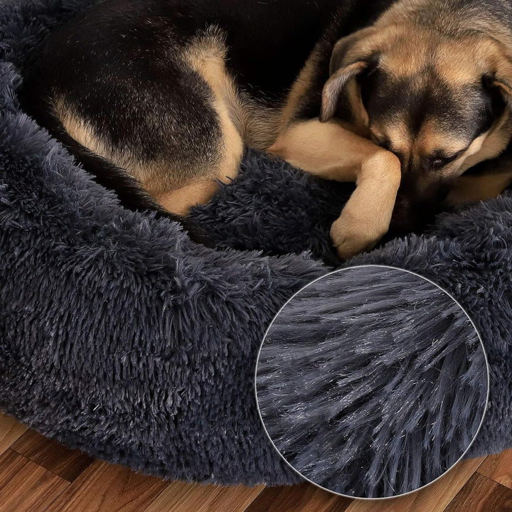 lionto Hundebett rund Hundekissen Hundesofa Katzenbett Donut, (XL) 70 cm Ø dunkelgrau L 70 x B 70 x