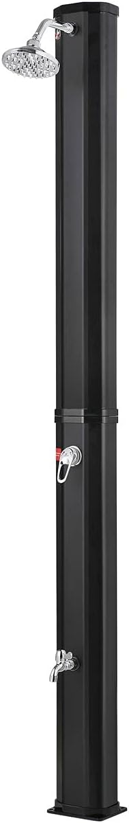 Strattore Solardusche für Garten in schwarz, 35 Liter, 217cm, warmes Wasser bis 60° C, mit Fussdusch