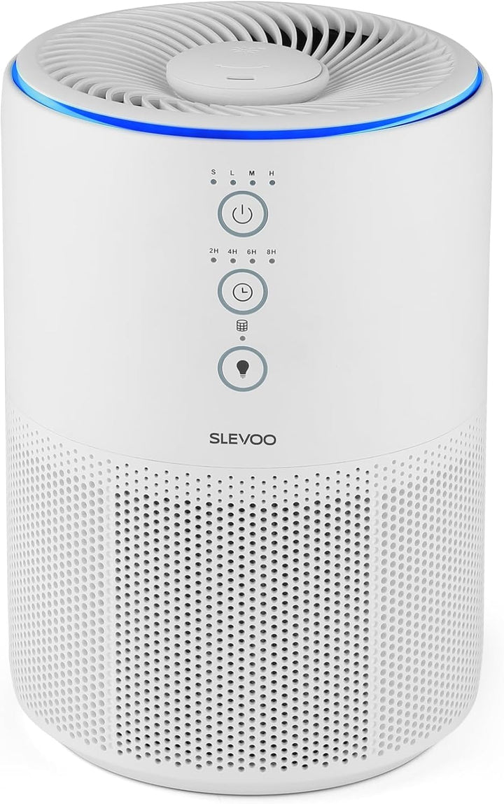 Slevoo Luftreiniger für Zuhause, Tierhaarallergie, 3-in-1 HEPA Filter, CADR 200m³/h, Schlafmodus, ge