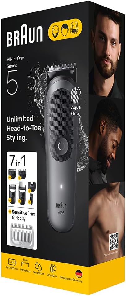 Braun All-in-One Series 5, 7-in-1 Rasierset, scharfe Klinge, Körperrasur AIO5520