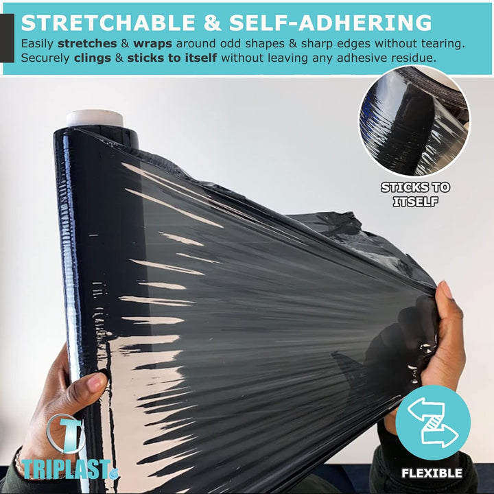 triplast 400 mm x 250 m Schrumpffolie für Paletten – Schwarz (6 Stück)