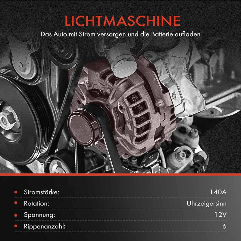 Frankberg Lichtmaschine Generator 140A Kompatibel mit A4 8K2 B8 2.7L 3.0L 2007-2012 A4 Allroad 8KH B