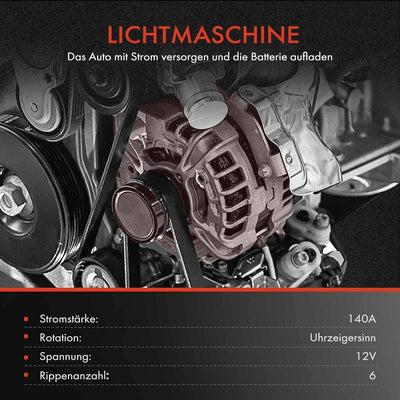 Frankberg Lichtmaschine Generator 140A Kompatibel mit A1 8X1 8XK 1.4L 2011-2015 A3 8P1 1.4L 2007-201