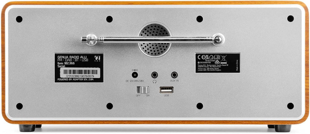 Audizio Genua DAB Radio mit Bluetooth – Stereo DAB Plus Radio mit Fernbedienung, 60 Speicherplätze,