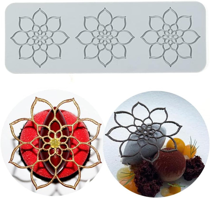 Silikon-Spitze-Matte, Zucker Craft Abdruckform essbare Kuchendekoration, 3 Löcher Mandala 3 Holes Ma