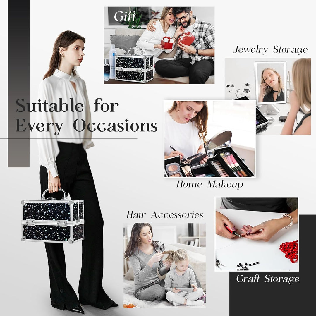 Kosmetikkoffer Klein Schminkkoffer Leer Make up Koffer Beauty Case mit Schloss Make up Organizer Kof