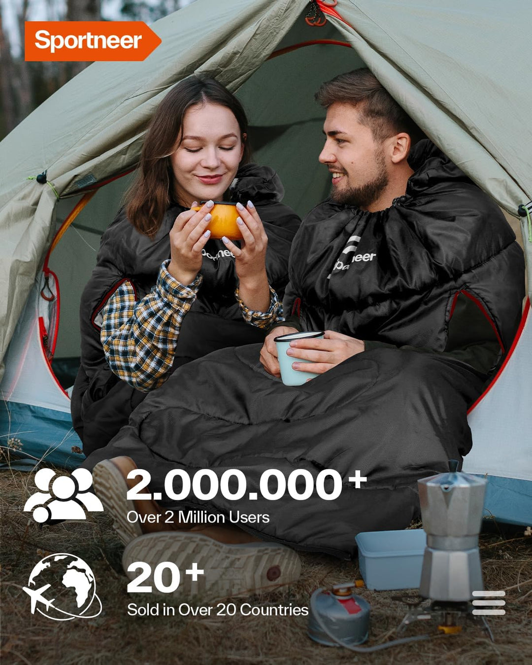 Sportneer Schlafsack Outdoor - Deckenschlafsack 3-4 Jahreszeiten Erwachsene Warm Schlafsack für Camp