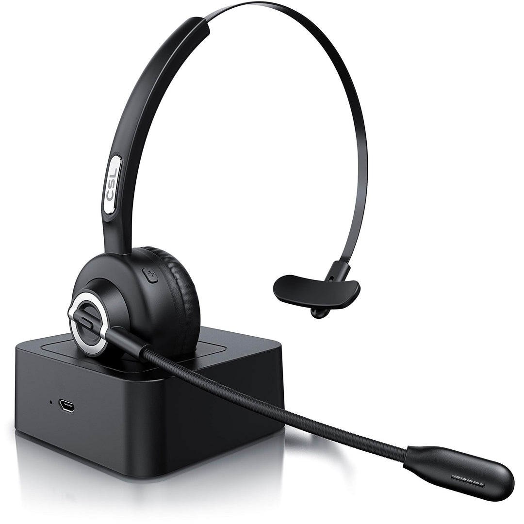 CSL - kabelloses Headset mit Ladestation - Mono Bluetooth Headset mit Mikrofon - USB Ladeport - Mult