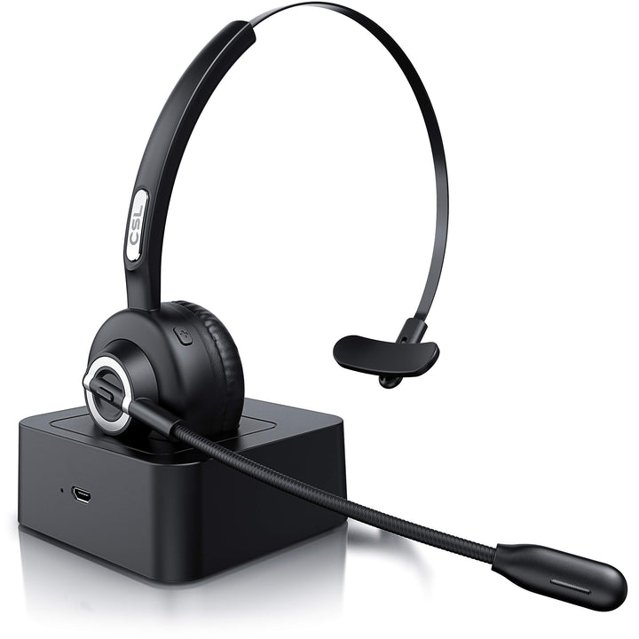 CSL - kabelloses Headset mit Ladestation - Mono Bluetooth Headset mit Mikrofon - USB Ladeport - Mult