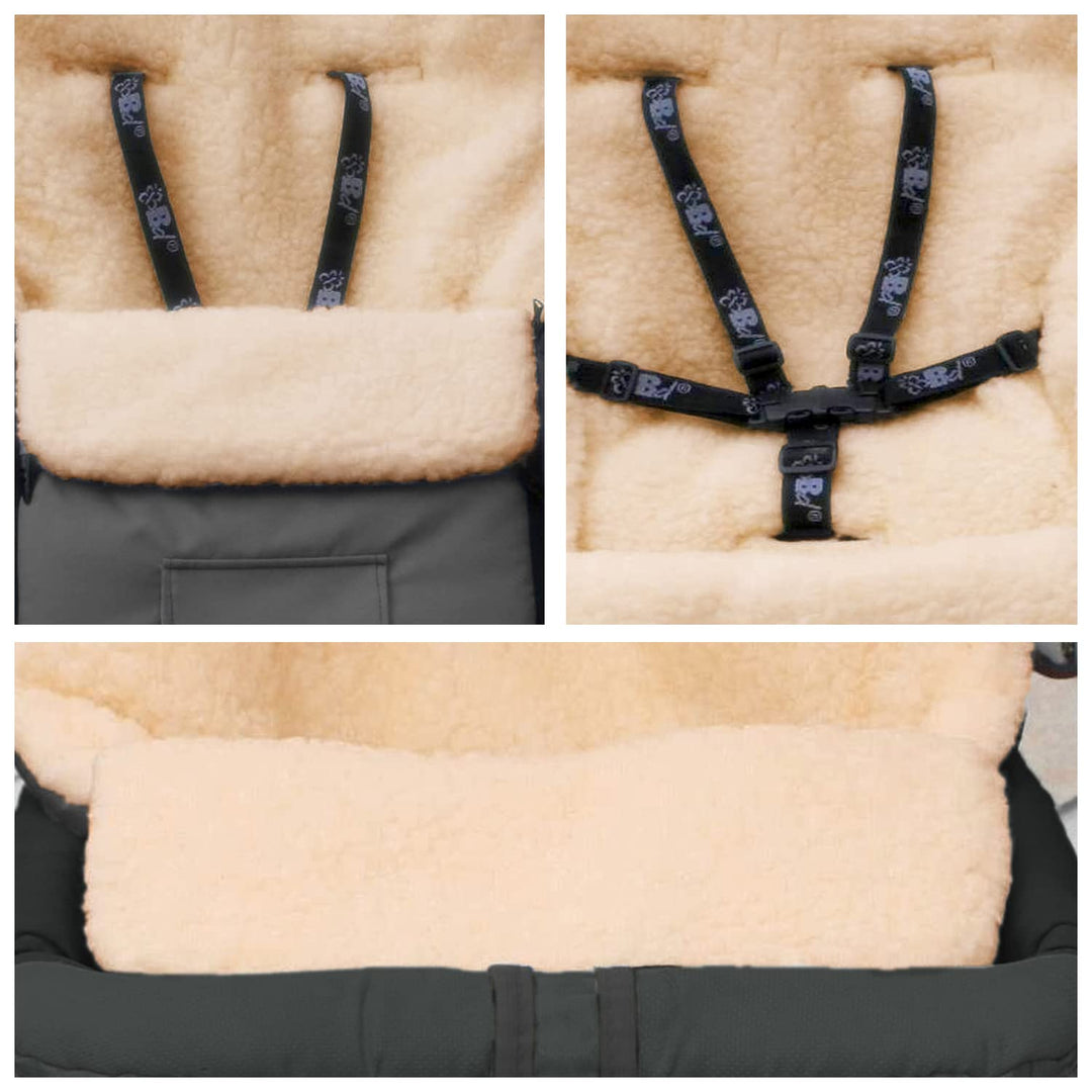 Baby-Joy Fusssack KAI XL 105cm FILZFREI | Lammwolle/Polyester Thermofusssack Buggy Kinderwagen Schli