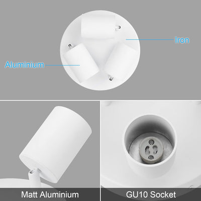 Klighten Deckenstrahler 3 Flammig Weiss, GU10 Deckenleuchte Strahler Schwenkbar, Spotleuchte Drehbar