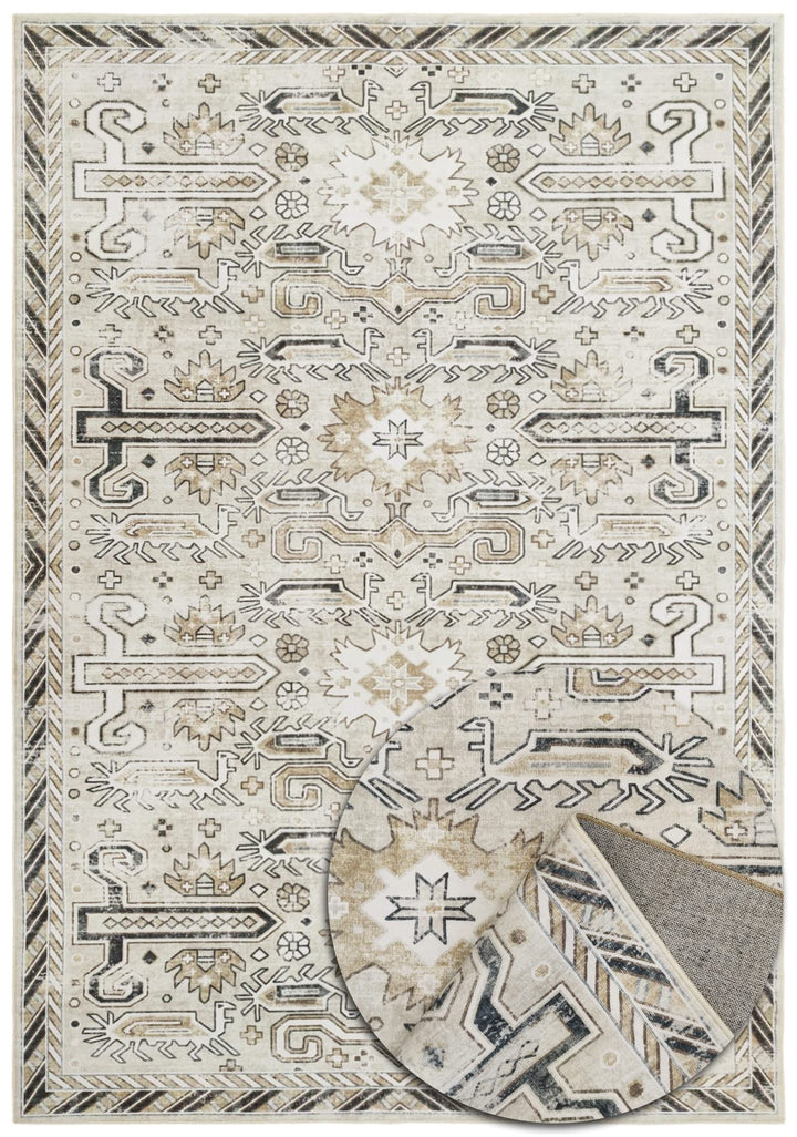 TESSO LIVING Vintage Oriental Teppich - Weich - Maschinenwaschbar - rutschfest - Premium Polyester F