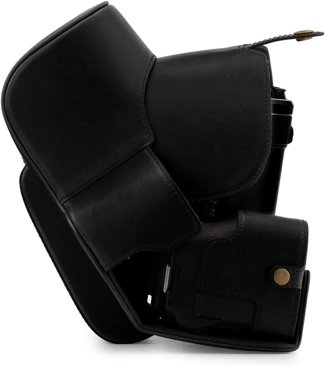 MegaGear Schutzhülle aus Kunstleder kompatibel mit Nikon Coolpix P950 - Schwarz, Schwarz