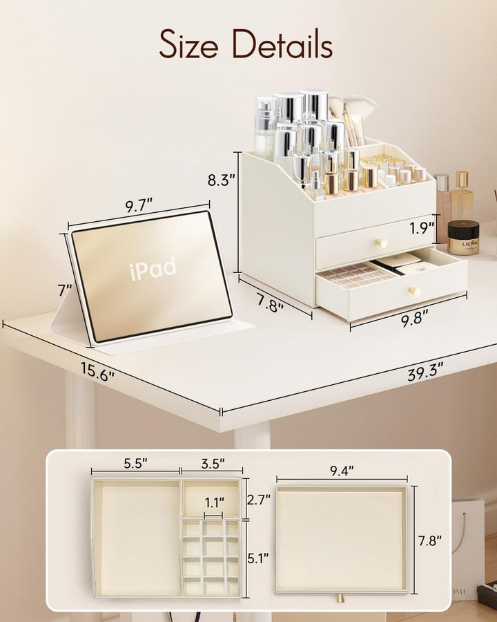 Vlando Make up Organizer mit 3 Schubladen, Schminktisch Organizer, Kosmetik Organizer, Schmink Organ
