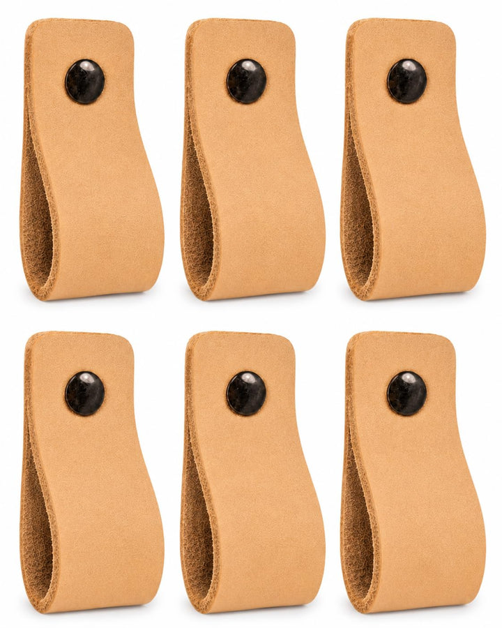Brute Strength - Ledergriffe für Möbel - Natur - 6 Stück - 12,5 x 2,5 cm - Schrankgriff, Türgriff fü