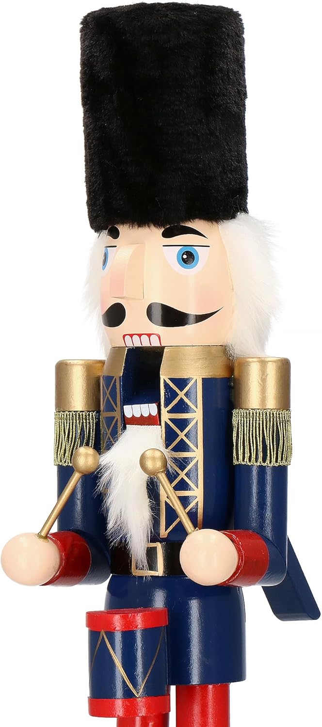 SPRINGOS Nussknacker Figur mit Trommler Kosakenmütze Dekofigur aus Holz 14 x 61 cm 61 cm Soldat M.tr