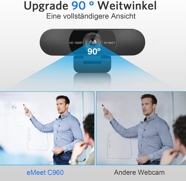 EMEET C960 1080P & NOVA 4K Webcam - 4K UHD mit PDAF Autofokus und 73° Weitwinkel für hochwertige Vid