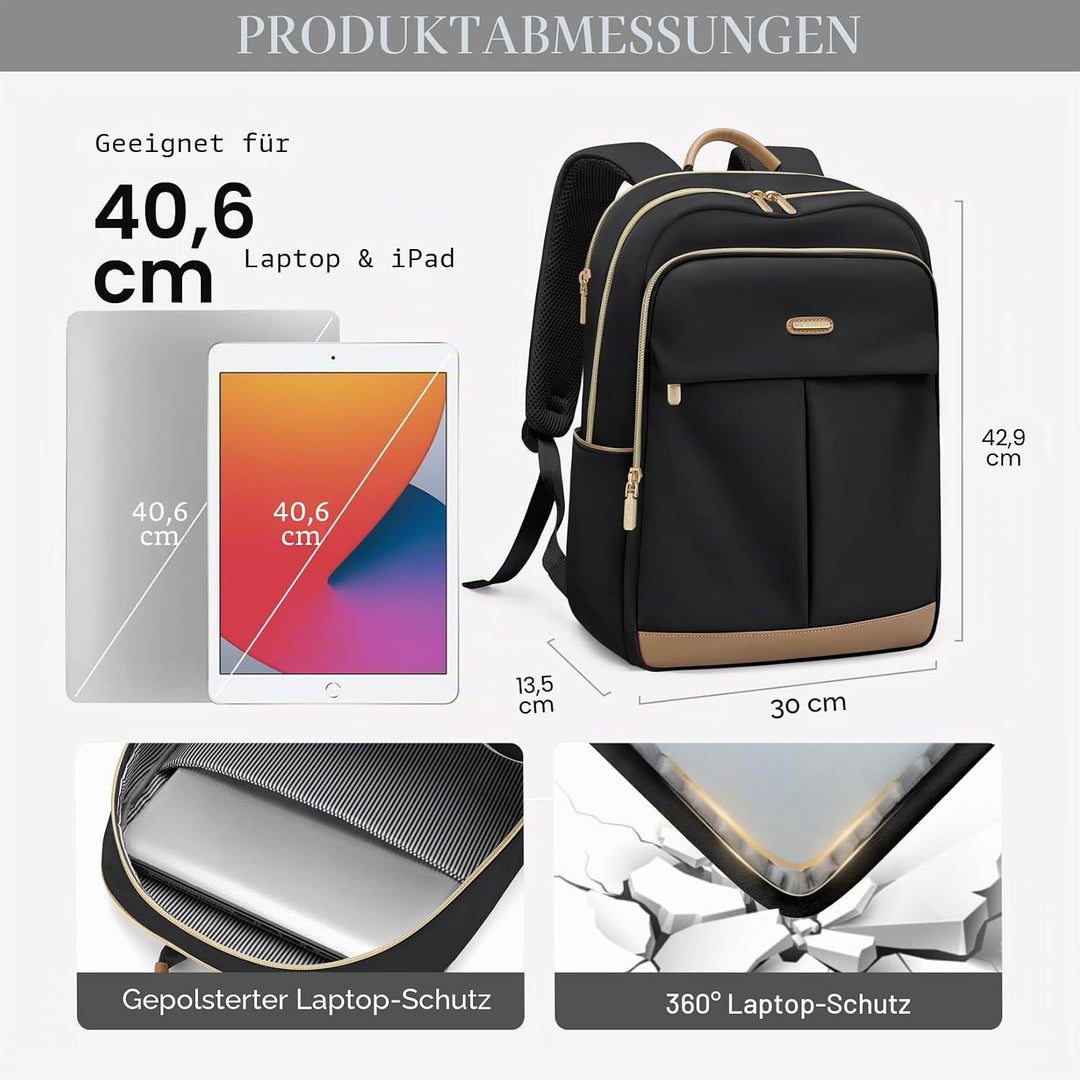 VNINE Rucksack Damen,16Zoll Laptop Schulrucksack Teenager,Travel Backpack Women Elegant Uni, Tagesru