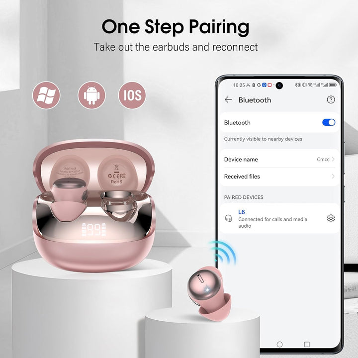 In Ear Kopfhörer, Hi-Fi Klang Schlafkopfhörer, Kabellose Kopfhörer Bluetooth 5.4 mit 4 ENC Mikrofone