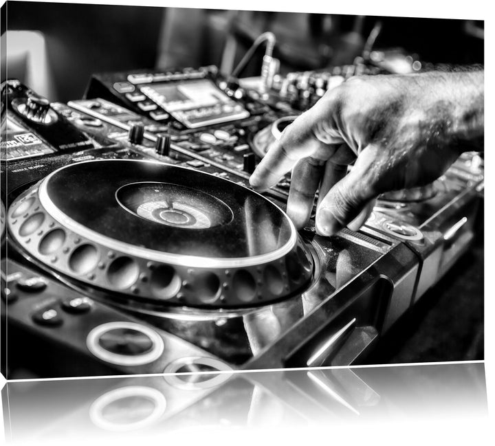 Pixxprint DJ Plattenteller, Cool Music / 100x70cm Leinwandbild bespannt auf Holzrahmen/Wandbild Kuns