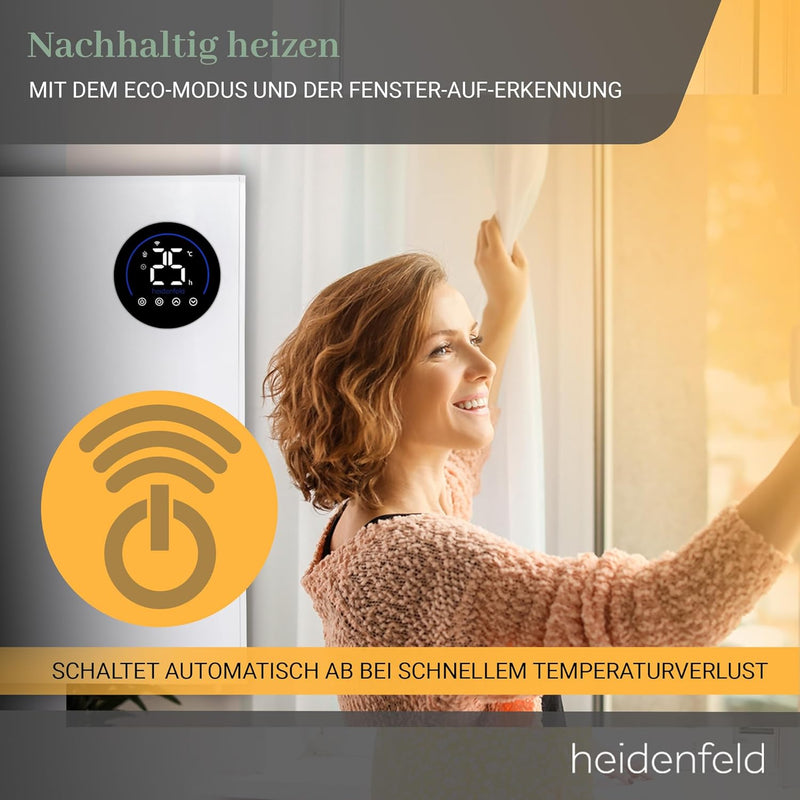 Heidenfeld Infrarotheizung & Konvektor HF-HP150 | 1000 Watt bis 25 m² | Hybrid Heizung | Steuerung v