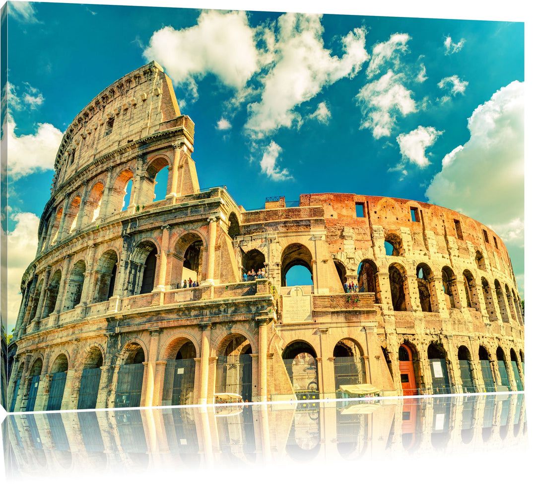 Colosseum bei Tag in Rom, Format: 100x70 auf Leinwand, XXL riesige Bilder fertig gerahmt mit Keilrah