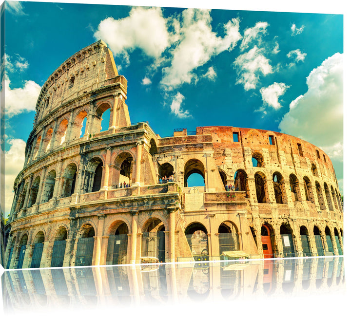 Colosseum bei Tag in Rom, Format: 100x70 auf Leinwand, XXL riesige Bilder fertig gerahmt mit Keilrah
