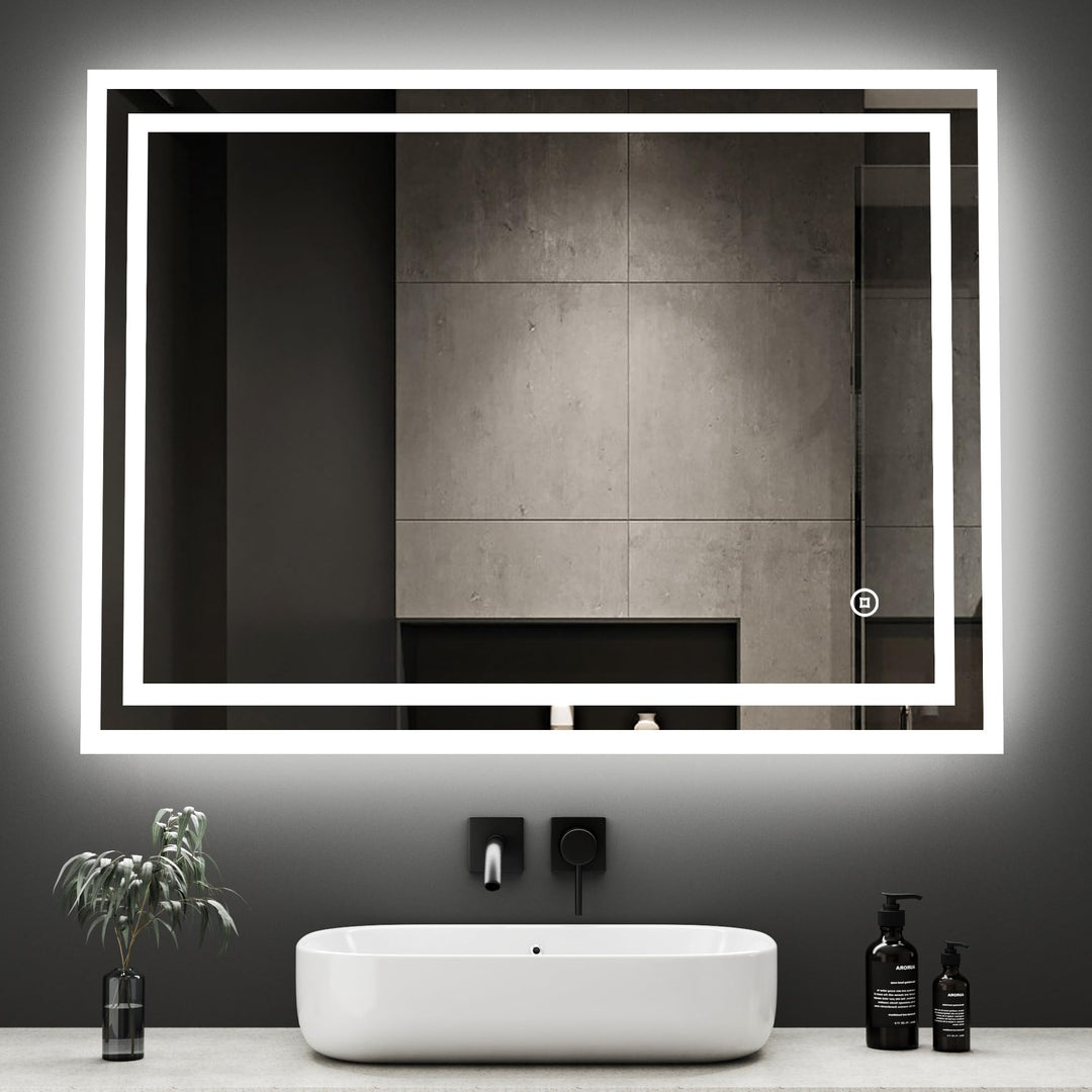 Boromal Badspiegel Dimmbar 40x60cm LED Badspiegel mit Beleuchtung Wandspiegel Lichtspiegel 3 Lichtfa