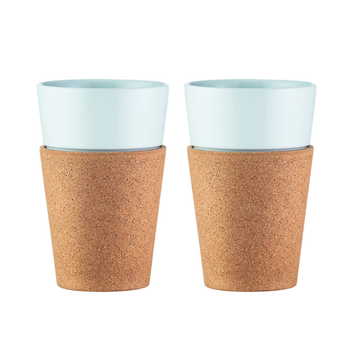 Bodum 11583-109 Bistro Tassen- Set 2 Stück, Porzellan, Kork/Weiss, 0.6 L, 9.9 x 6.5 x 14.6 cm, 2 Ein