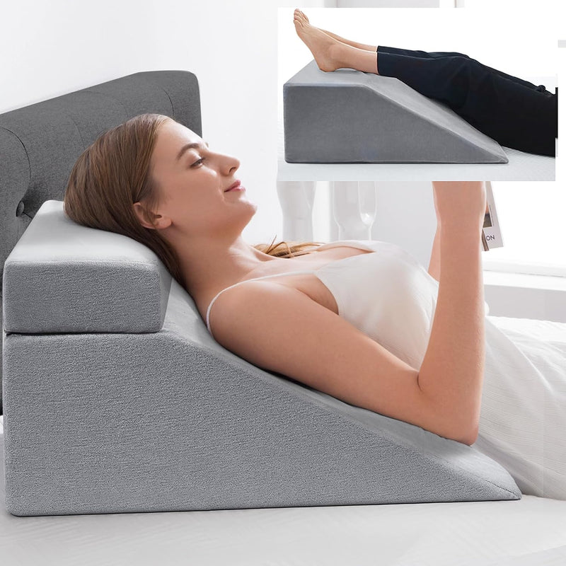 NOFFA Lesekissen & Keilkissen zur Beinerhöhung, Memory Foam Nacken-, Rücken-, Beinstützkissen, abneh