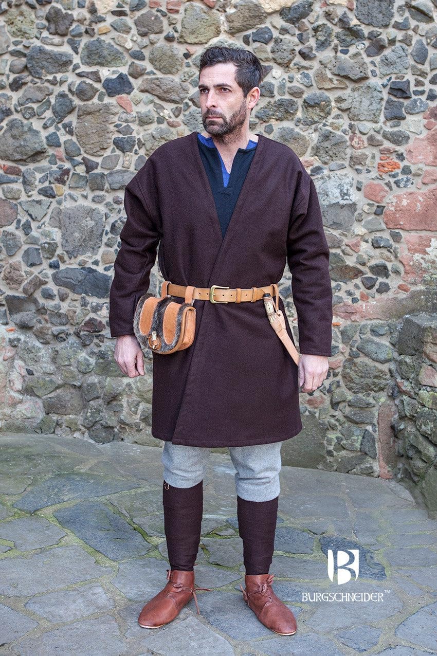 Burgschneider - Klappenrock Loki - Kleidung für Larp, Mittelalter, Cosplay und Fantasy, Braun S