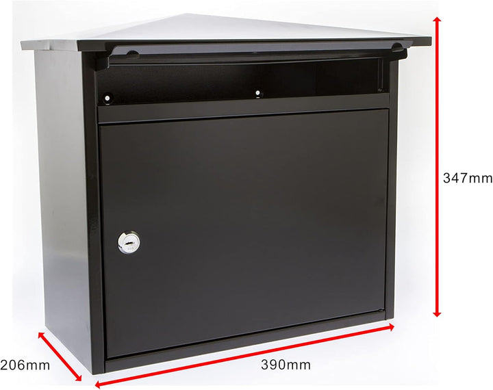 Burg-Wachter MB15BK Mersey Grosser Wandbriefkasten, verzinkter Stahl, 36 x 35 x 20 cm, Schwarz, Schw