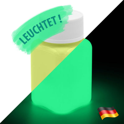LUMENTICS Premium Leuchtfarbe Gelb 100g - Im Dunkeln leuchtende Malfarbe, Nachleuchtfarbe, nachleuch