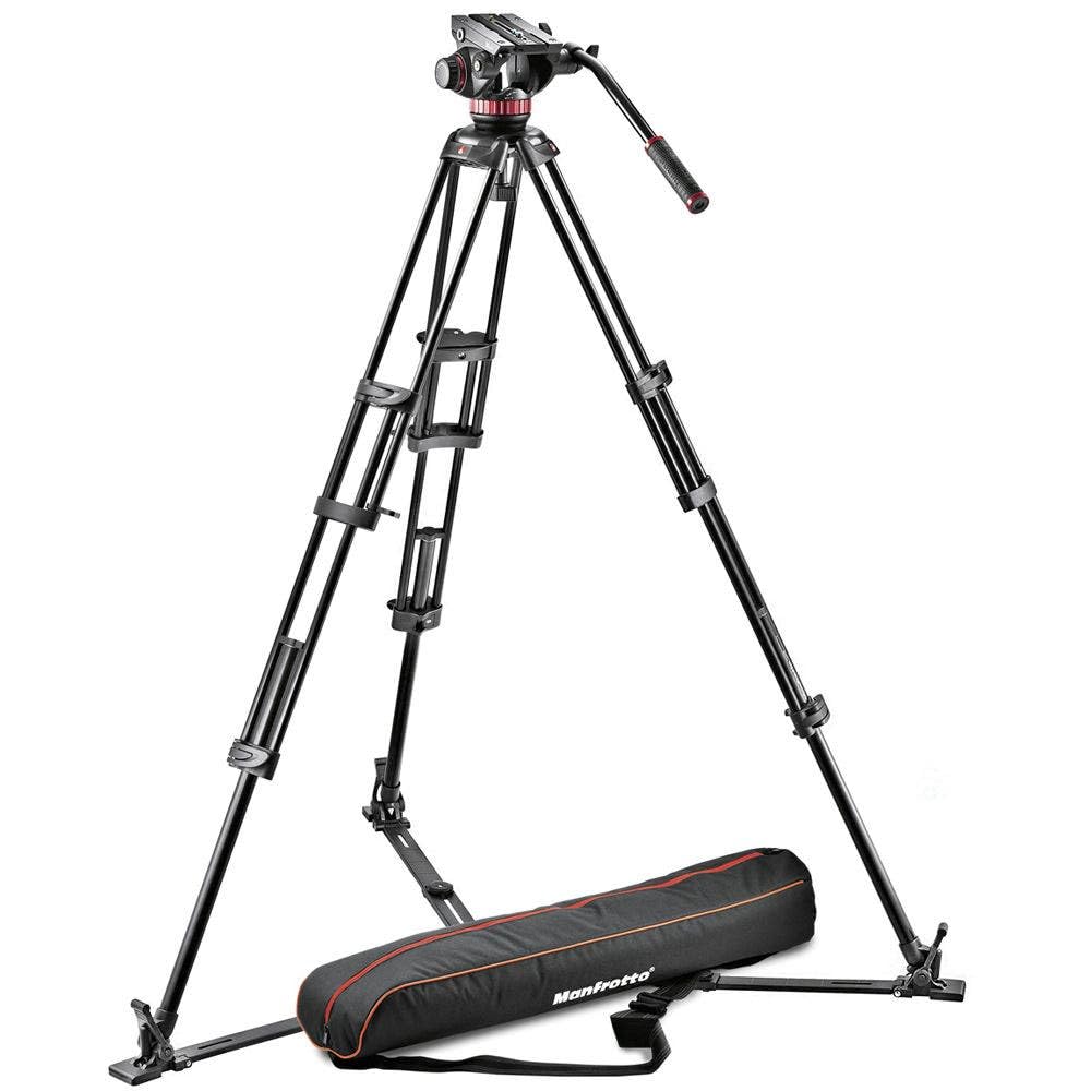 Manfrotto Pro Video Aluminium Stativkit (546GB verstellbarer Bodenspinne, reibungslose Videoaufnahme
