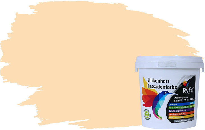 RyFo Colors Silikonharz Fassadenfarbe Lotuseffekt Trend Weisstöne Apricot 1l - bunte Fassadenfarbe,