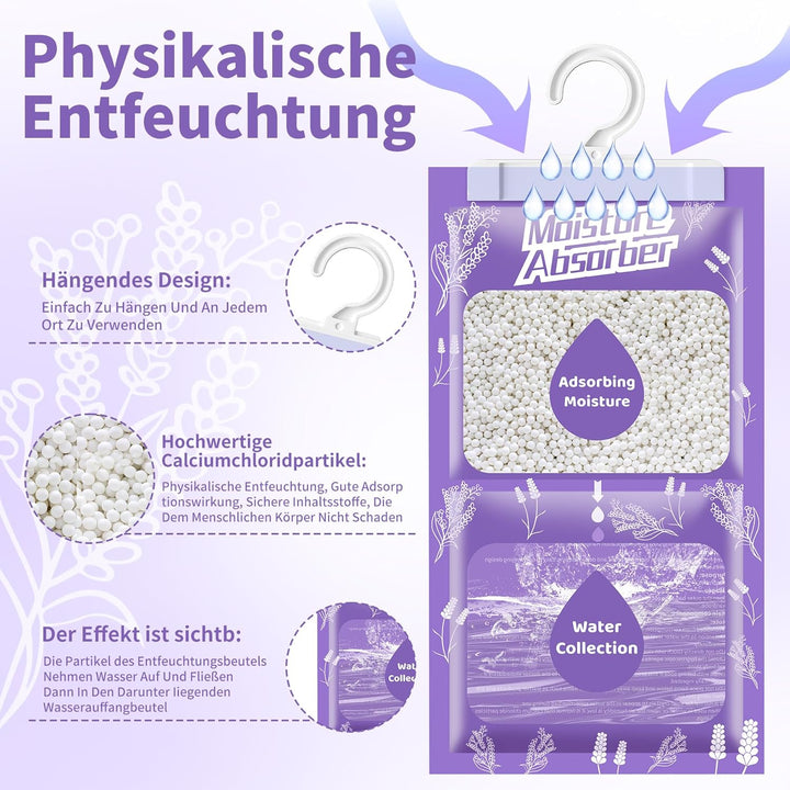OMECO 20 x 230g entfeuchter schrank moisture Absorber mit Lavendel Duft，Luftentfeuchter Beutel Hänge