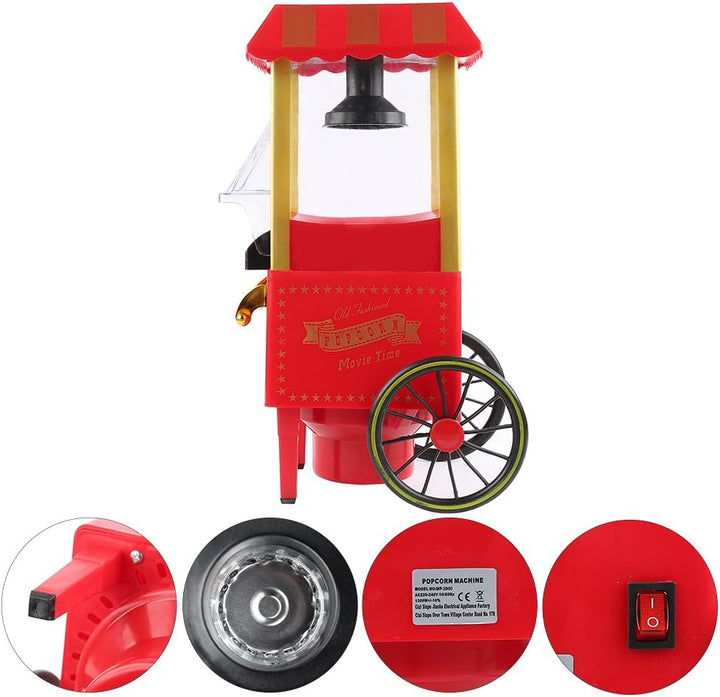 Popcornmaschine, Popcorn in 3 Minuten, kein Fett, Heissluft, ölfrei, 1200 W, ideal für Familie und A