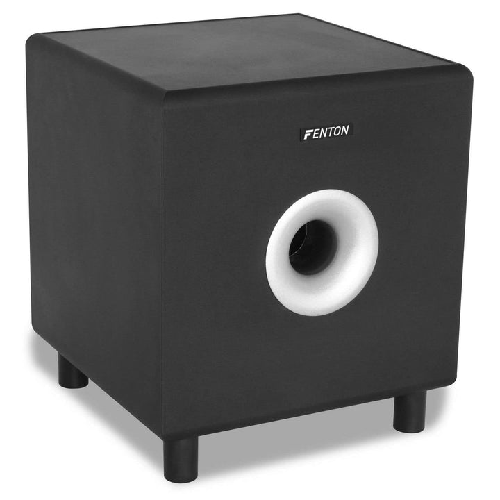 Fenton SHFS10B Subwoofer aktiv 10 Zoll, 200 Watt Sub Woofer, Integrierter Verstärker, Bass Box, Perf